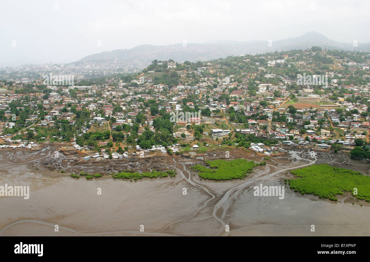 Freetown Sierra Leone peninsula from the air Stock Photo - Alamy