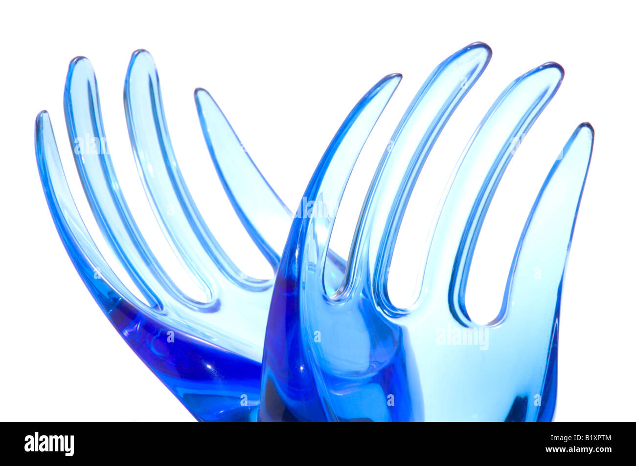 Blue plastic hand salad servers 2/5 Stock Photo Alamy