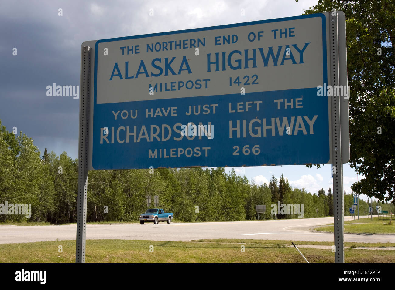 The Northern End Of The Alaska Highway Milepost 1422 Delta Junction Alaska Stock Photo Alamy