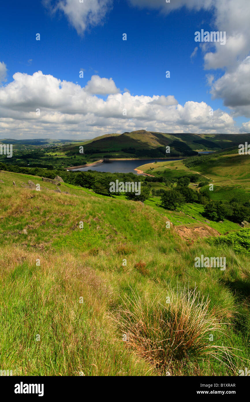 Dovestone Reservoir from Rams Clough, Greenfield, Saddleworth, Oldham, Greater Manchester, Peak District National Park, UK. Stock Photo