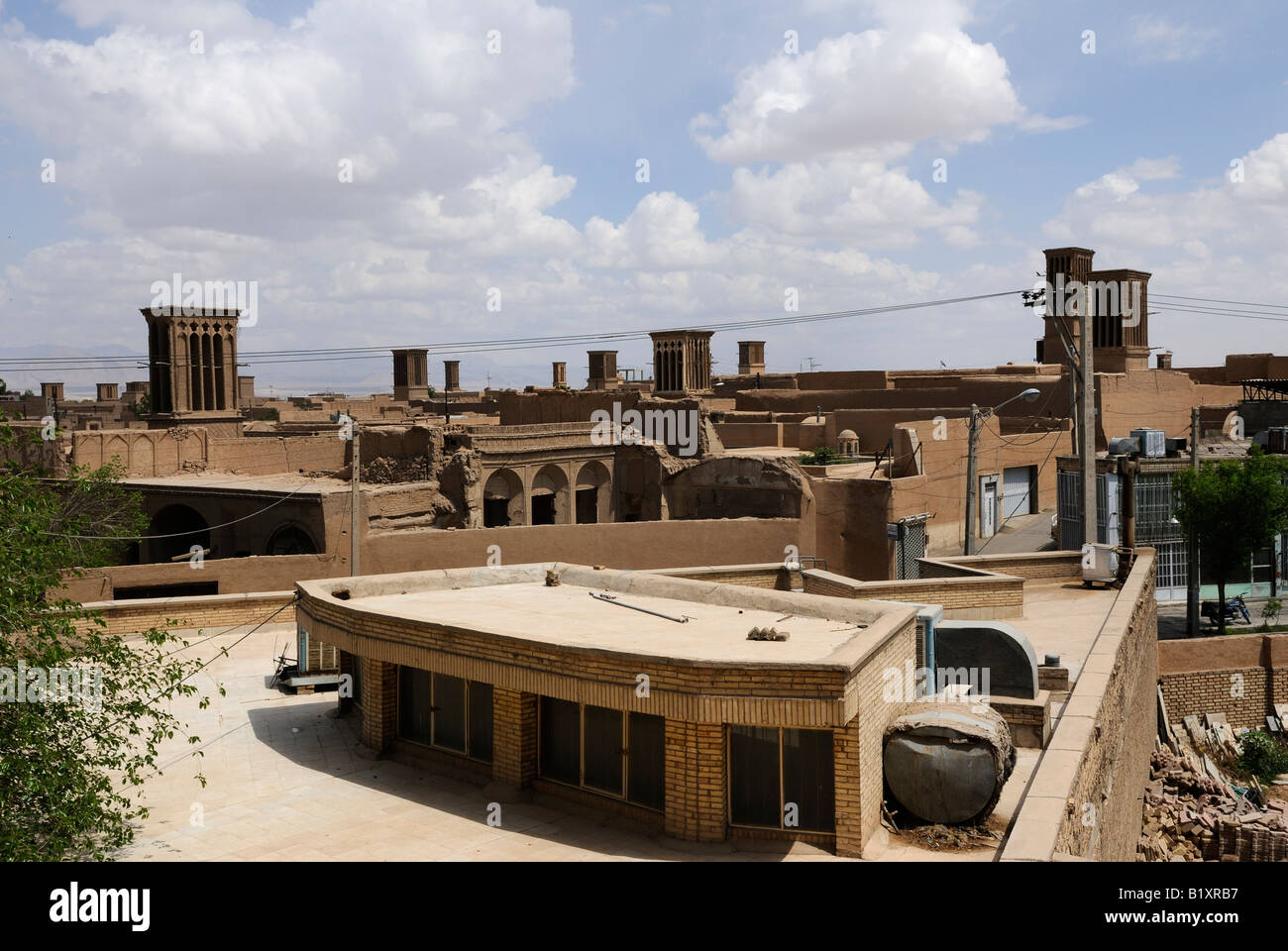 A roof top view of the wind catchers located in Yazd, Iran Stock Photo ...
