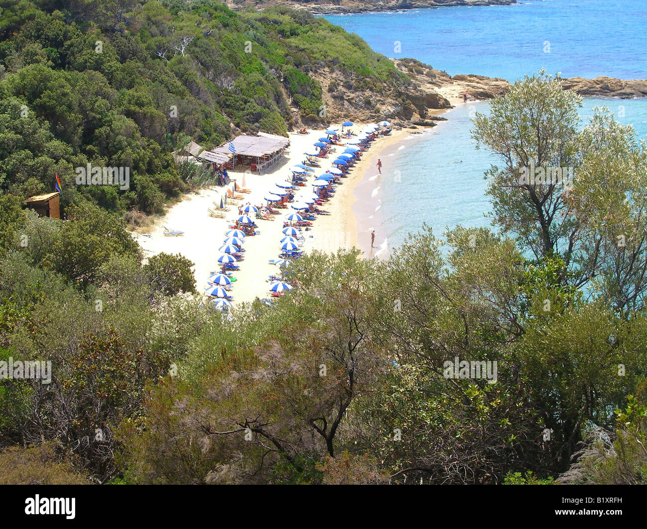 Little Banana Beachskiathosgreece Stock Photo 18414245