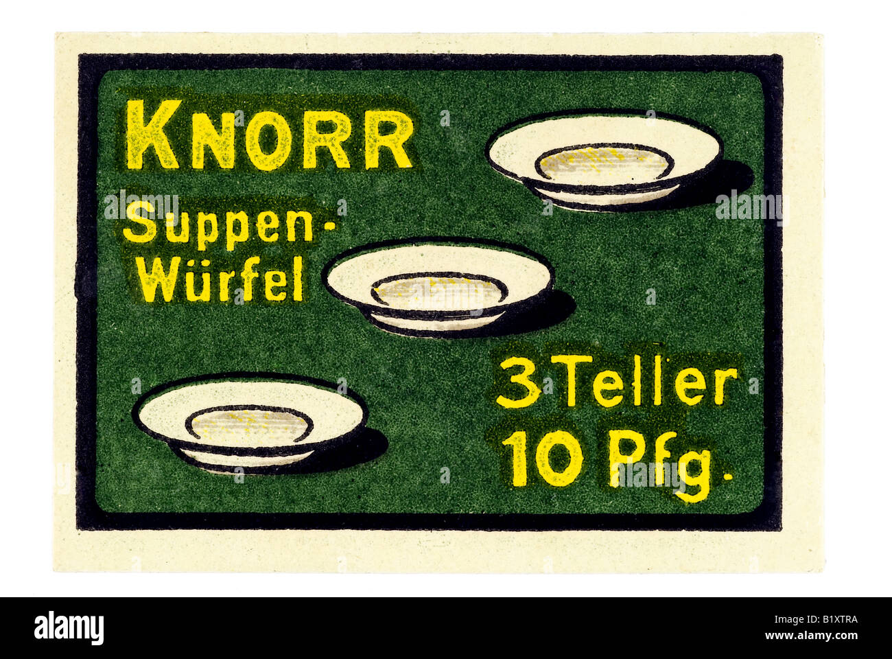 trading stamp Knorr Suppen Würfel 3 Teller 10Pfg Teller Stock Photo