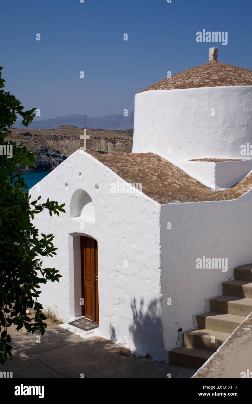 The Chapel of Saint George Pahimahiotis, Lindos, Rhodes island, Greece. Stock Photo