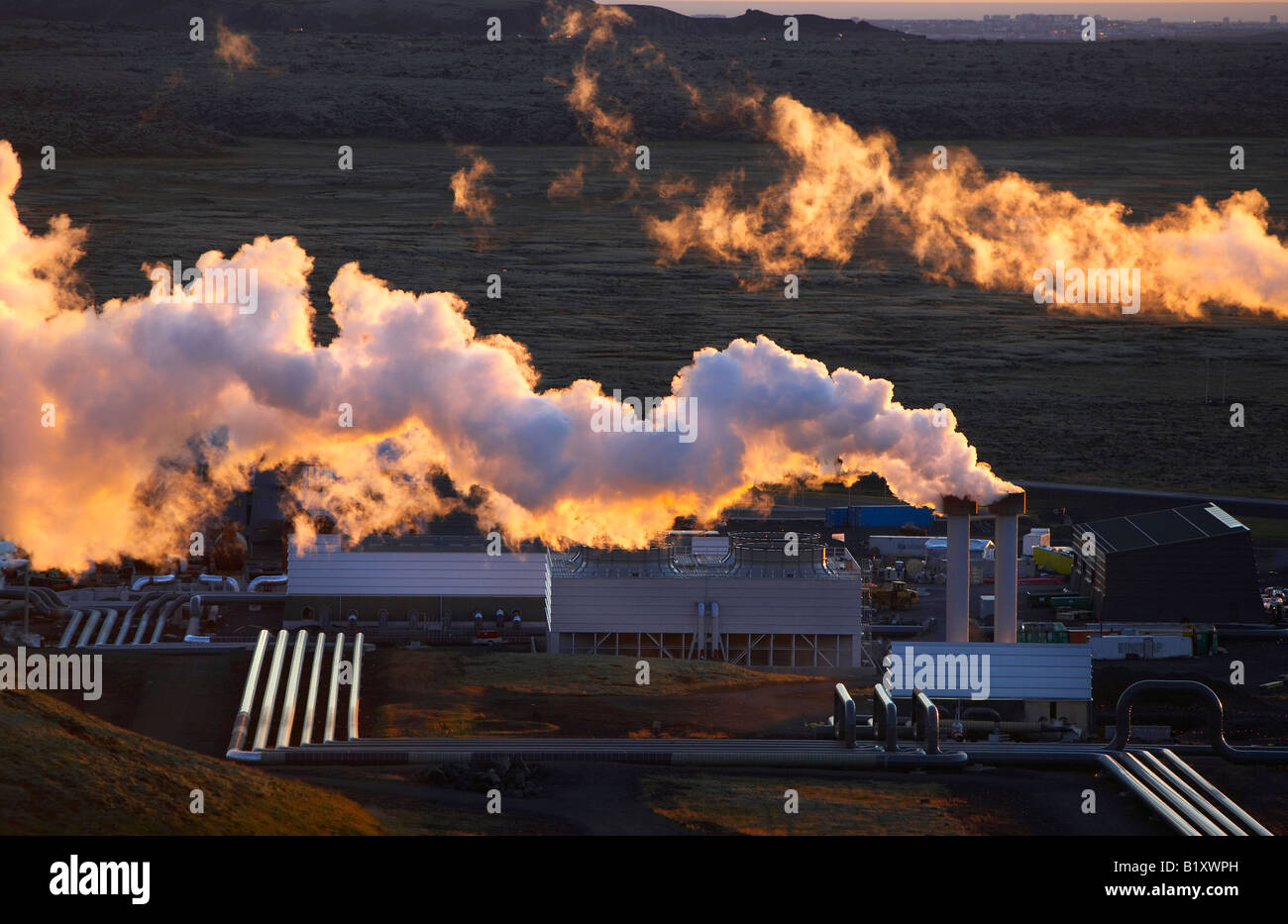 Geothermal Pipes with Steam at Hellisheidi Geothermal Power Plant ...