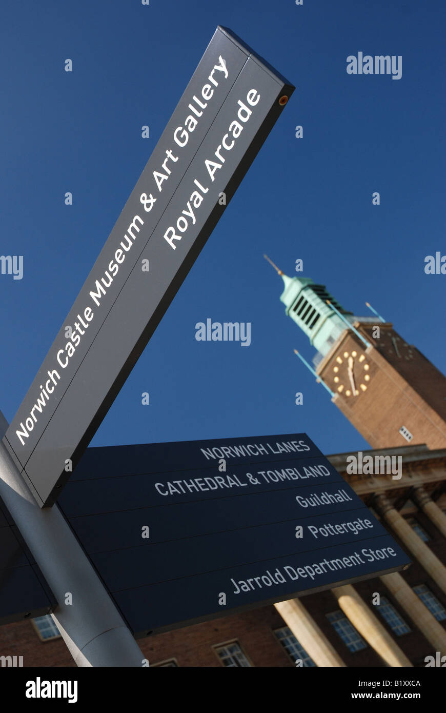 Tourist sign tourism norwich city hall hires stock photography and