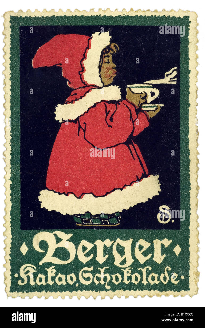 trading stamp Berger Kakao Schokolade / Tasse Kakao Stock Photo
