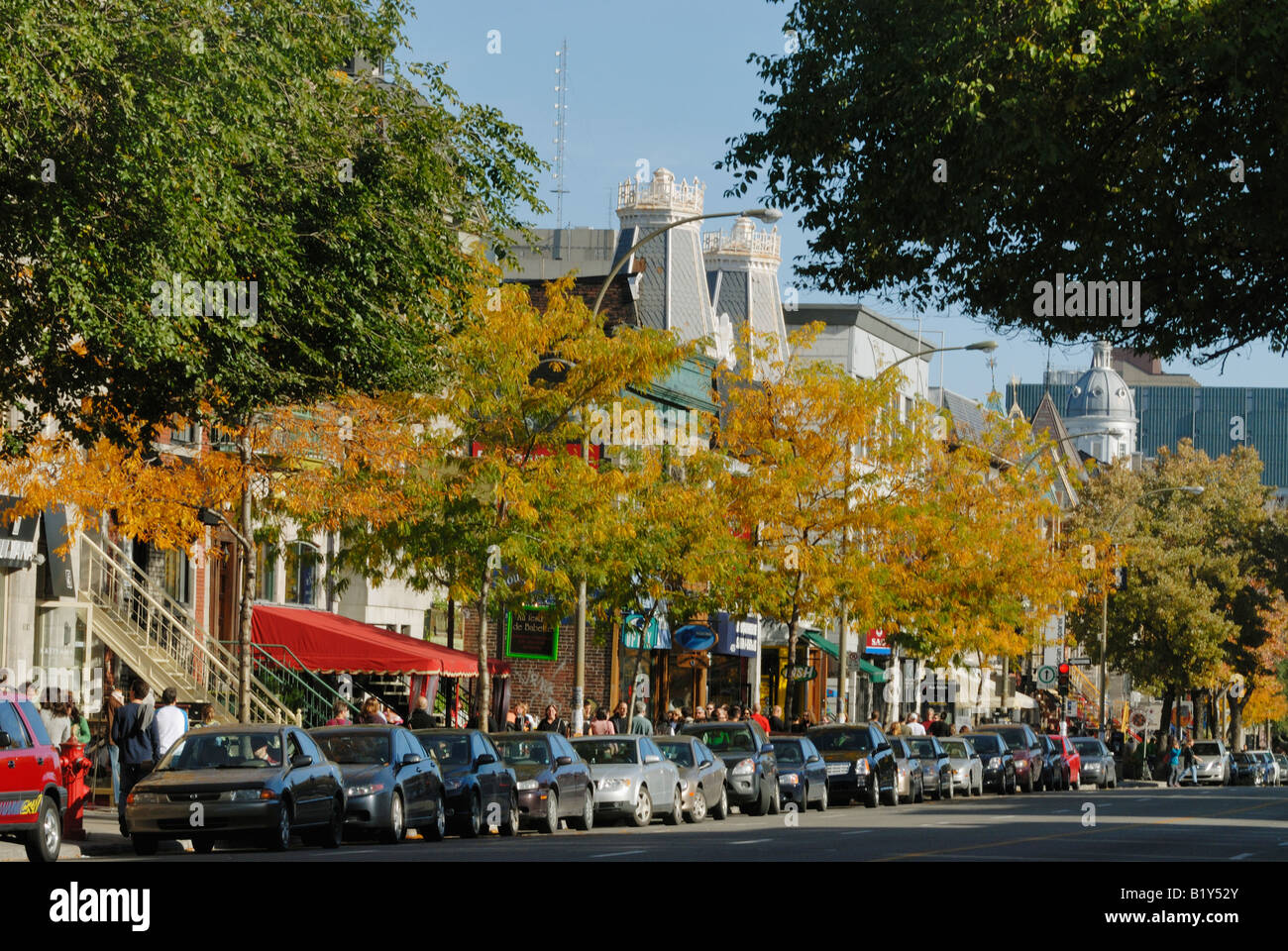 Canada, Montreal, Rue St Denis, street scene Stock Photo Alamy