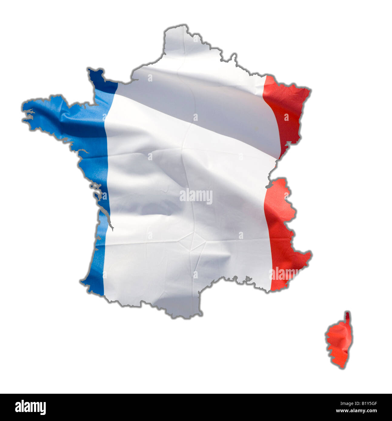 Map Outline of France and Corsica Stock Photo