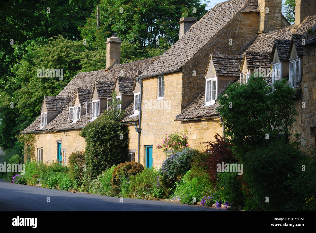 Cotswold stone cottages, Snowshill, Gloucestershire, England, United Kingdom Stock Photo