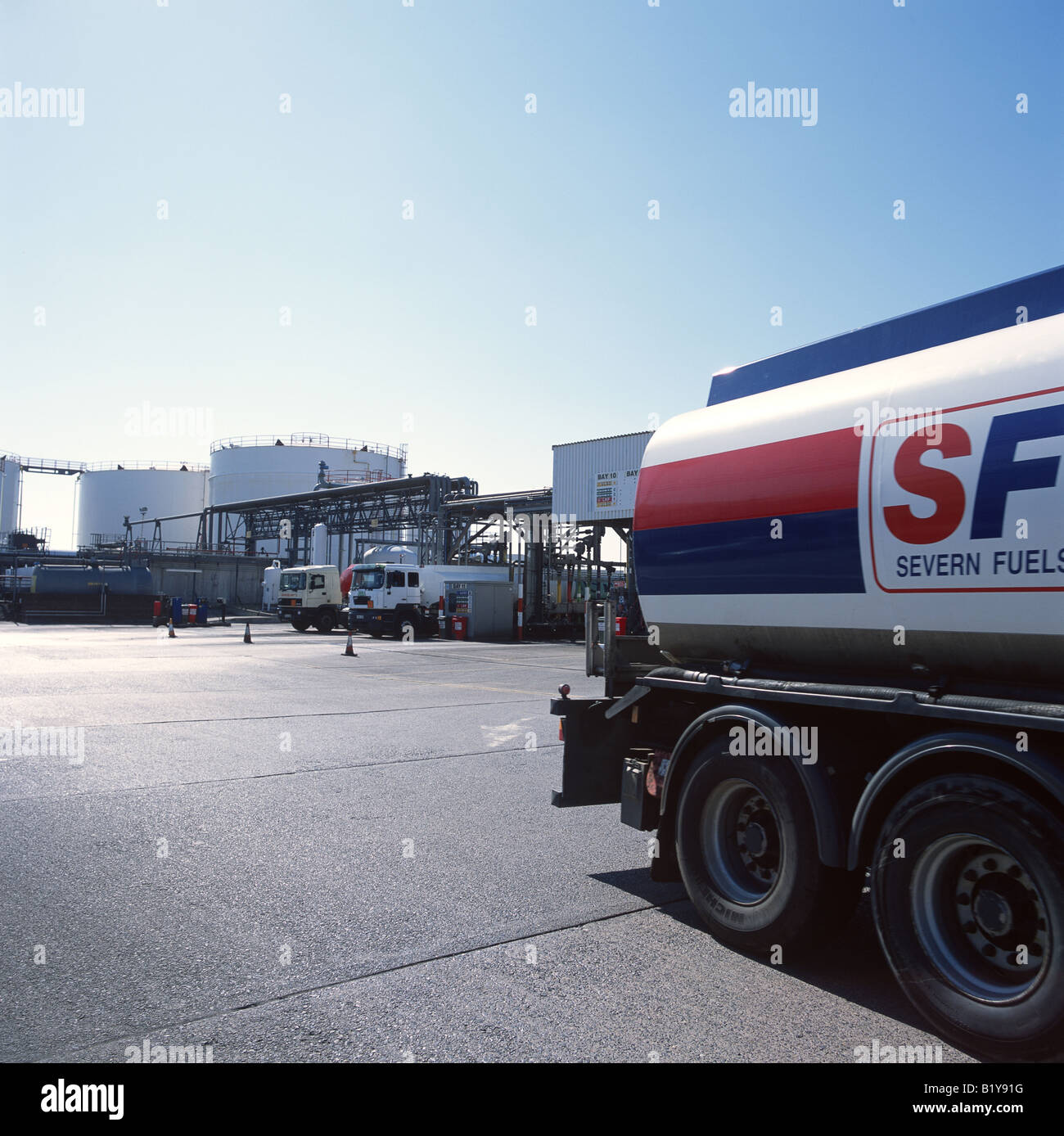 Fuel Tankers loading at a Depot Stock Photo