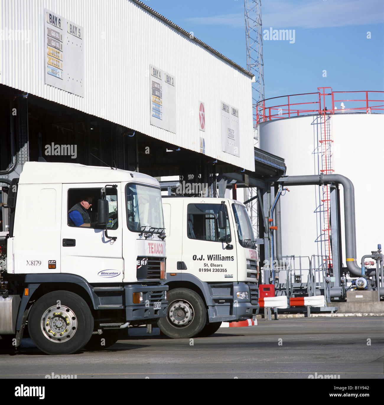 Fuel Tankers loading at a Depot Stock Photo