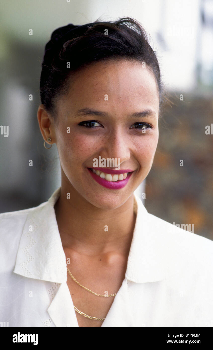 Mauritius hotel pr woman Stock Photo - Alamy