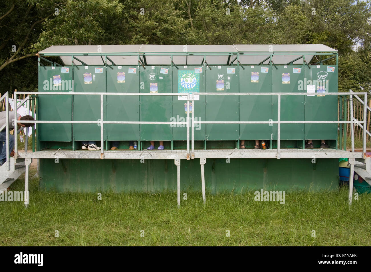 Glastonbury long drop style toilets. Glastonbury Festival 2008 Stock Photo