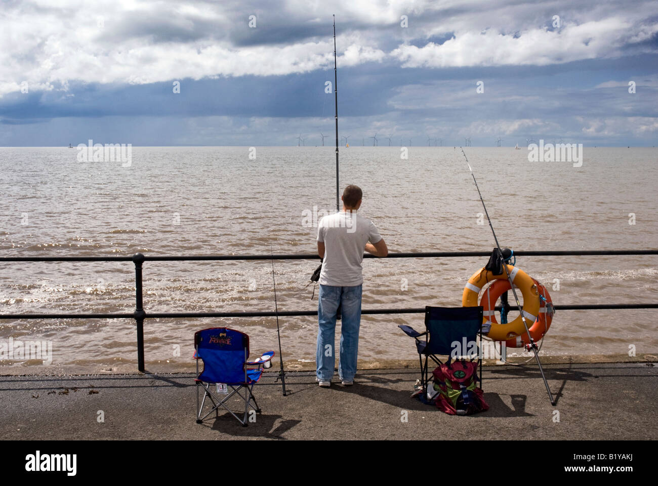 Crosby shore Sea angler Stock Photo