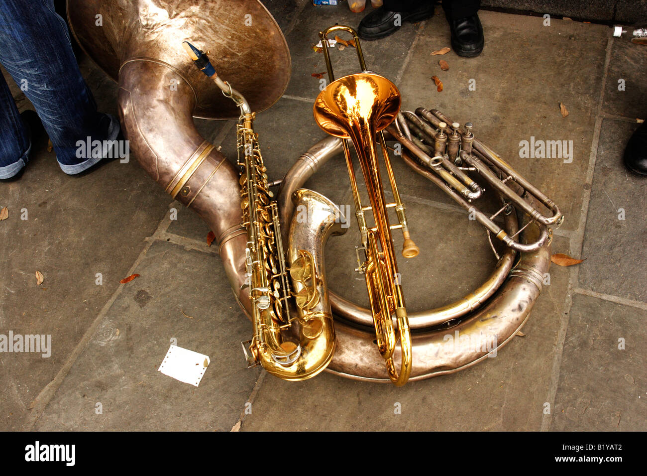 Shuffle line instruments New Orleans Stock Photo Alamy