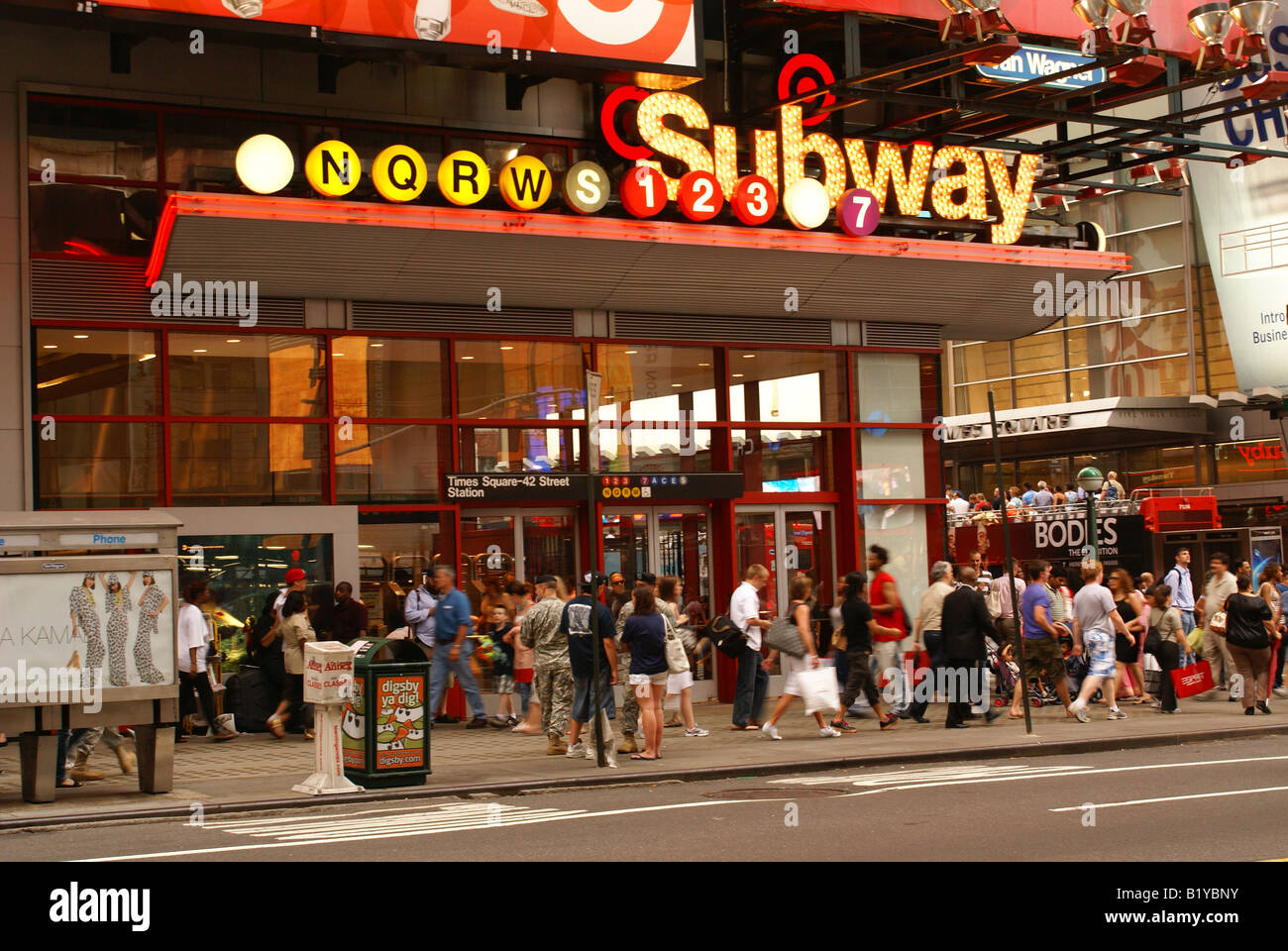 Subway entrance on Times Square Stock Photo Alamy