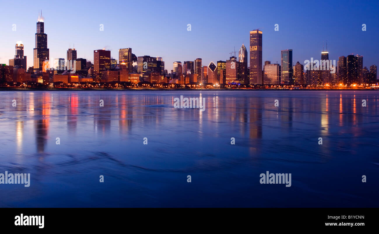 Icy Downtown Chicago taken at 5F Stock Photo