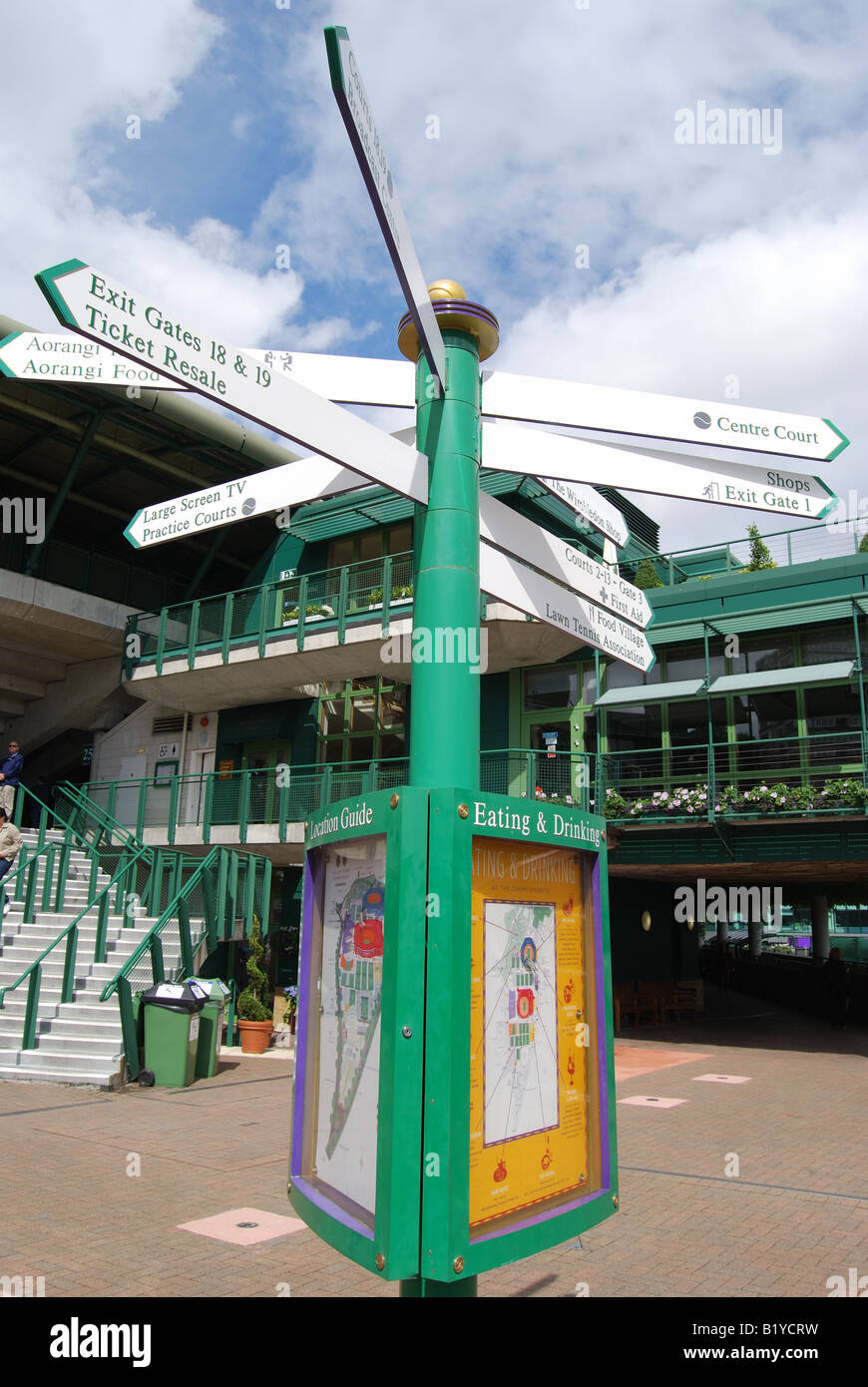 Fingerpost at The Championships, Wimbledon, Merton Borough, Greater London, England, United Kingdom Stock Photo