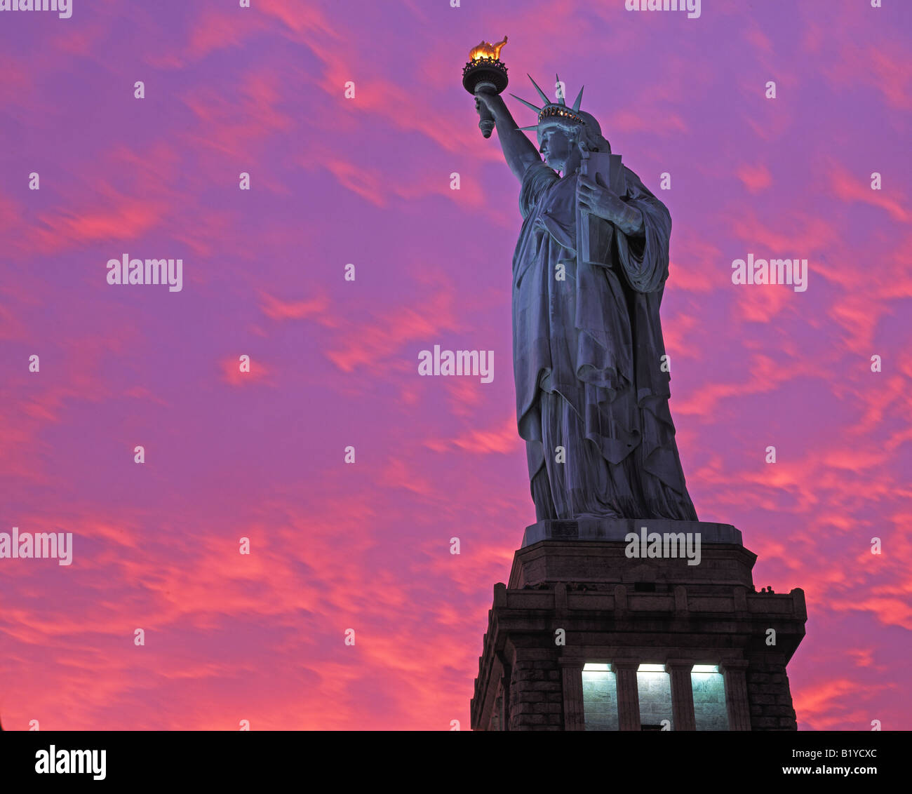 Statue of Liberty at dusk New York USA Stock Photo