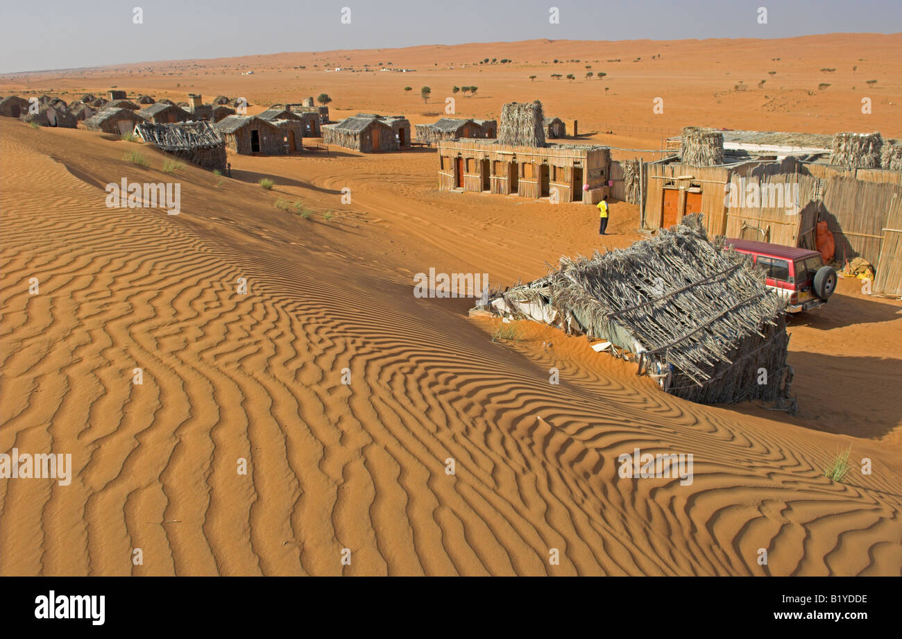 Desert sand dunes above the Al Areesh camp in Ramlat Al Wahaybah Oman ...