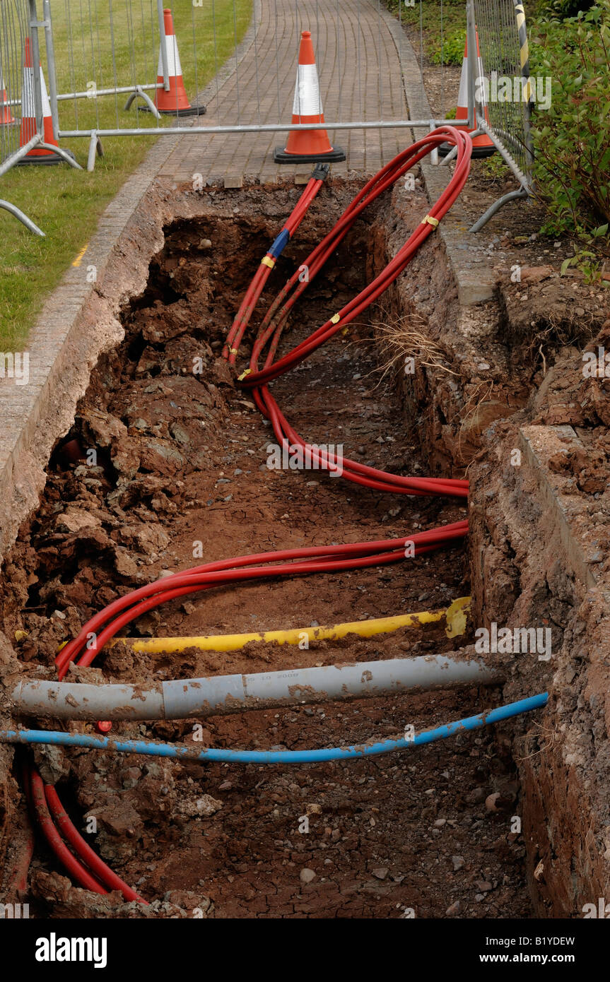 Utility services underground pipework Stock Photo Alamy