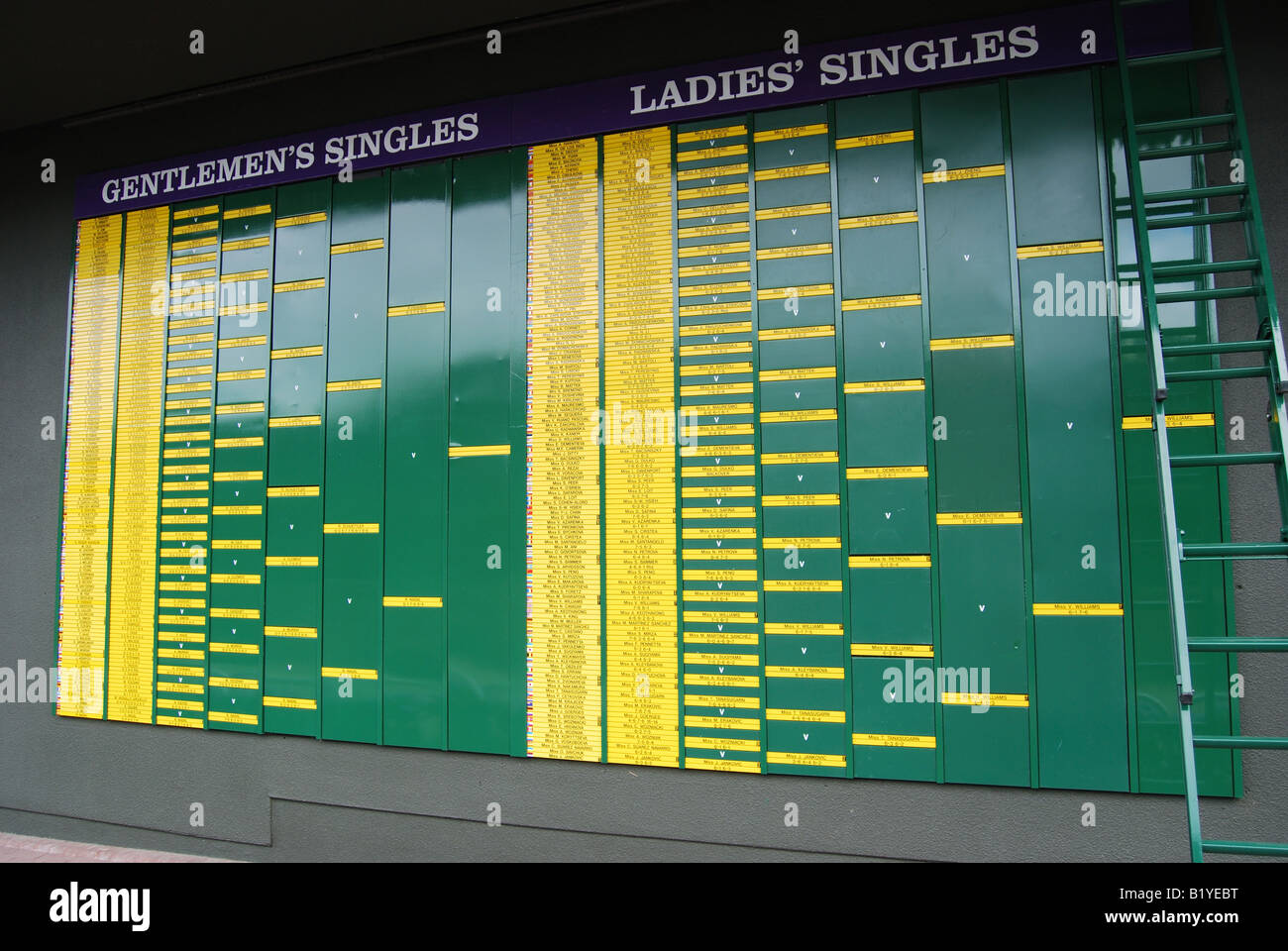 Results board, The Championships, Wimbledon, Merton Borough, Greater London, England, United Kingdom Stock Photo