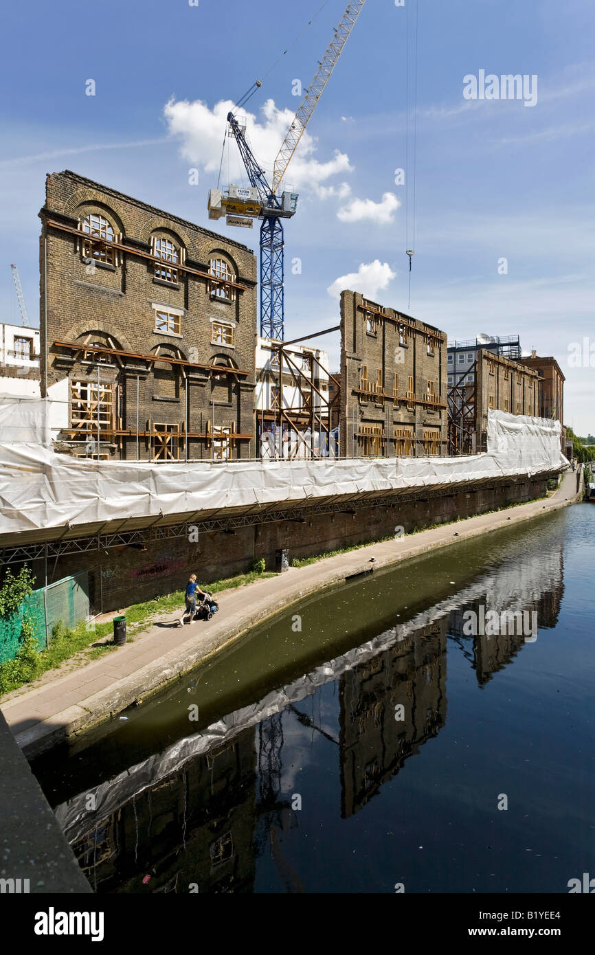 Retained facades on a London construction site Stock Photo
