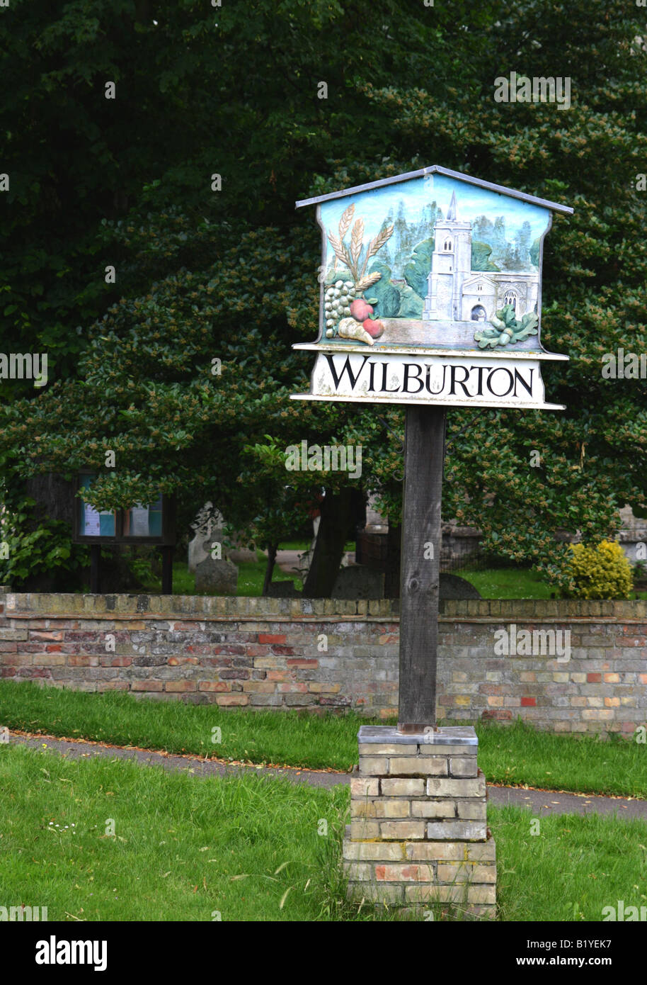 Wilburton village sign, Cambridgeshire Stock Photo Alamy
