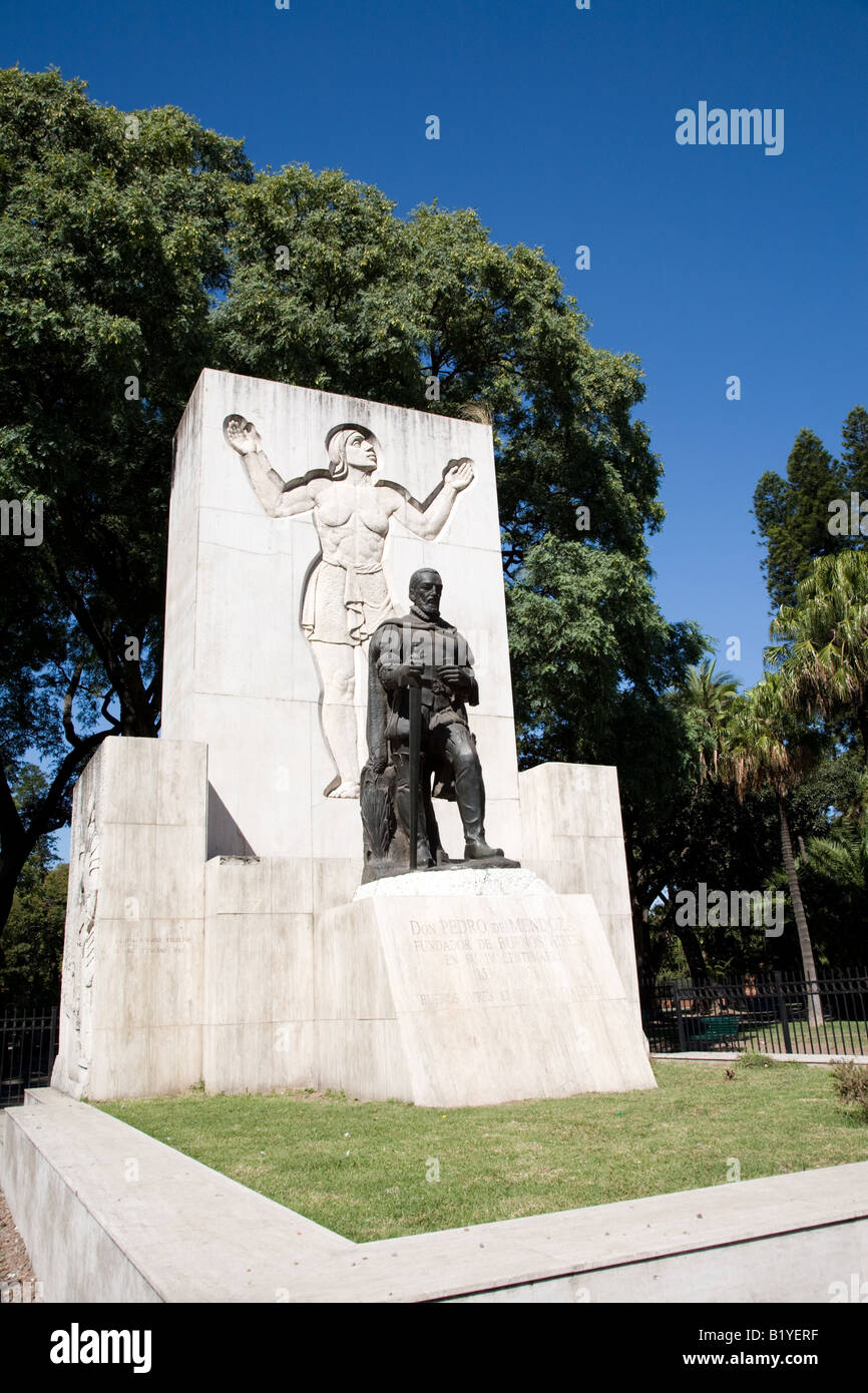 Don Pedro de Mendoza Monument, San Telmo Park, Buenos Aires Stock Photo