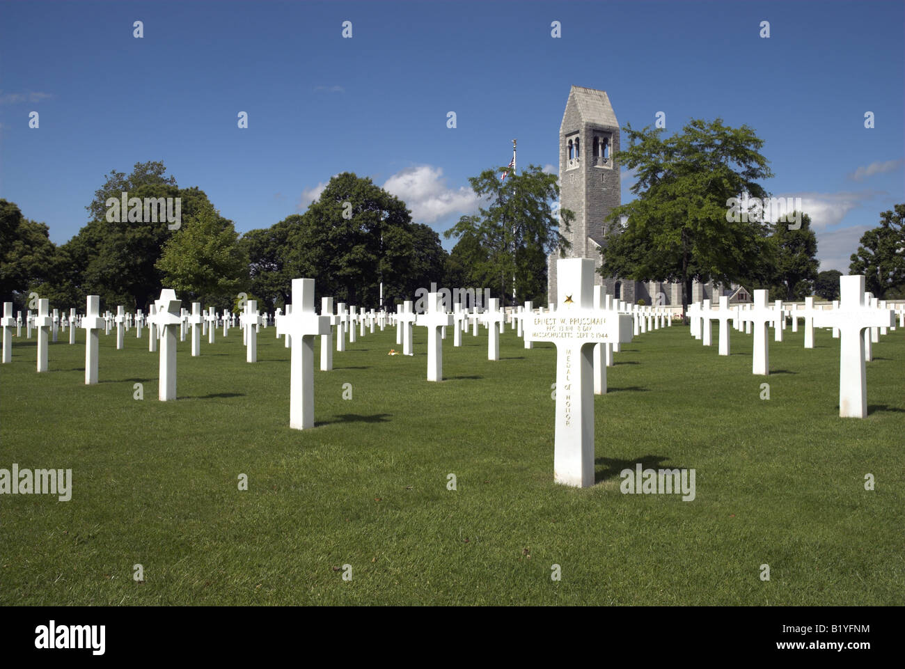 Brittany American Cemetery and Memorial, St James, Brittany, France. Stock Photo