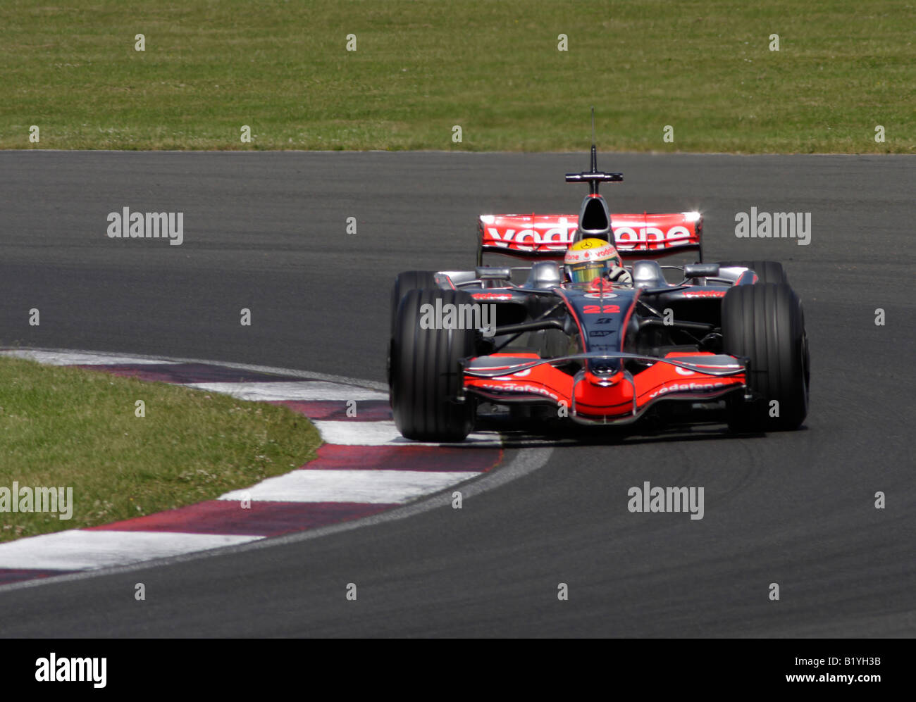 Lewis Hamilton in the Vodafone Mclaren Mercedes f1 racing car at Silverstone tyre test 2008 Stock Photo