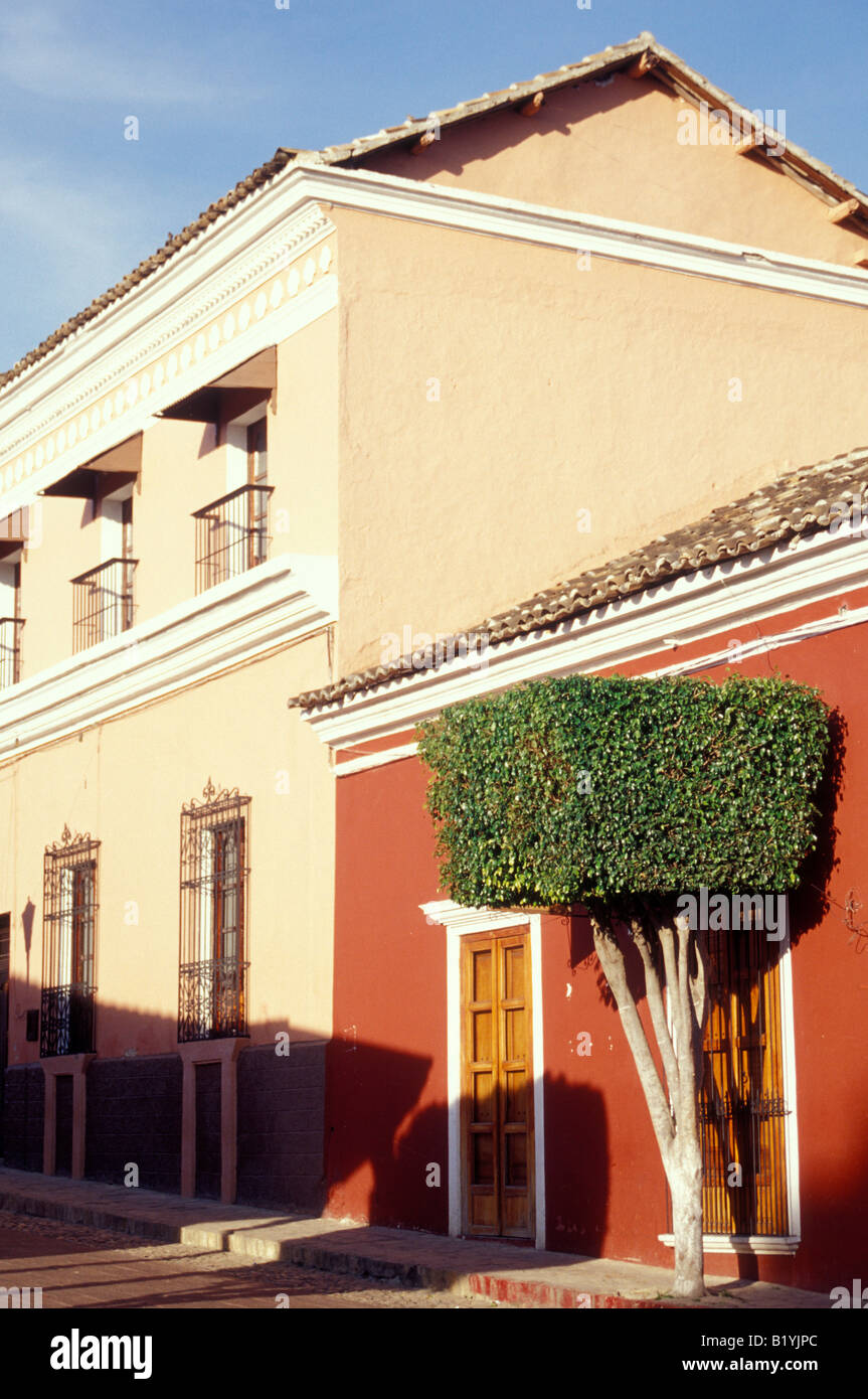 Restored buildings in the Spanish colonial town of Comitan, Chiapas, Mexico Stock Photo
