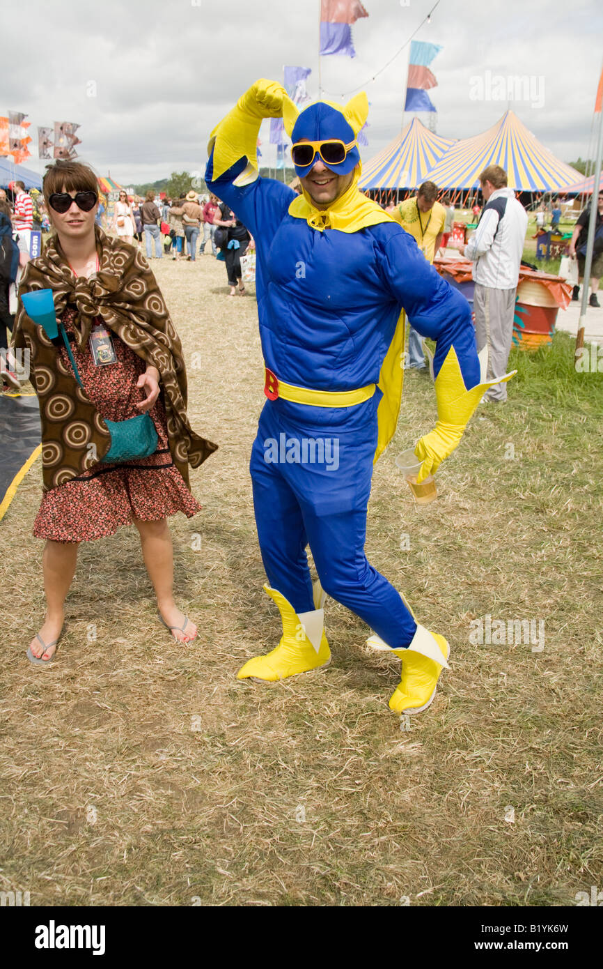 Banana man fancy dress at the Glastonbury Festival 2008 Stock Photo Alamy
