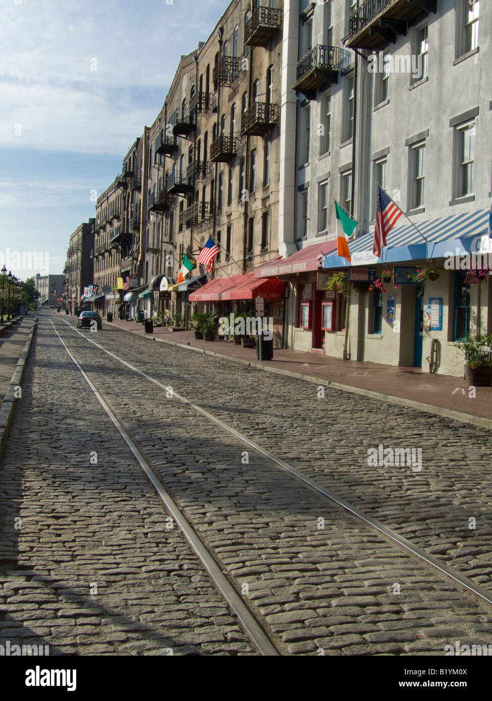 Troly Tracks Rails Savannah Georgia Ga East River Street Stock Photo Alamy