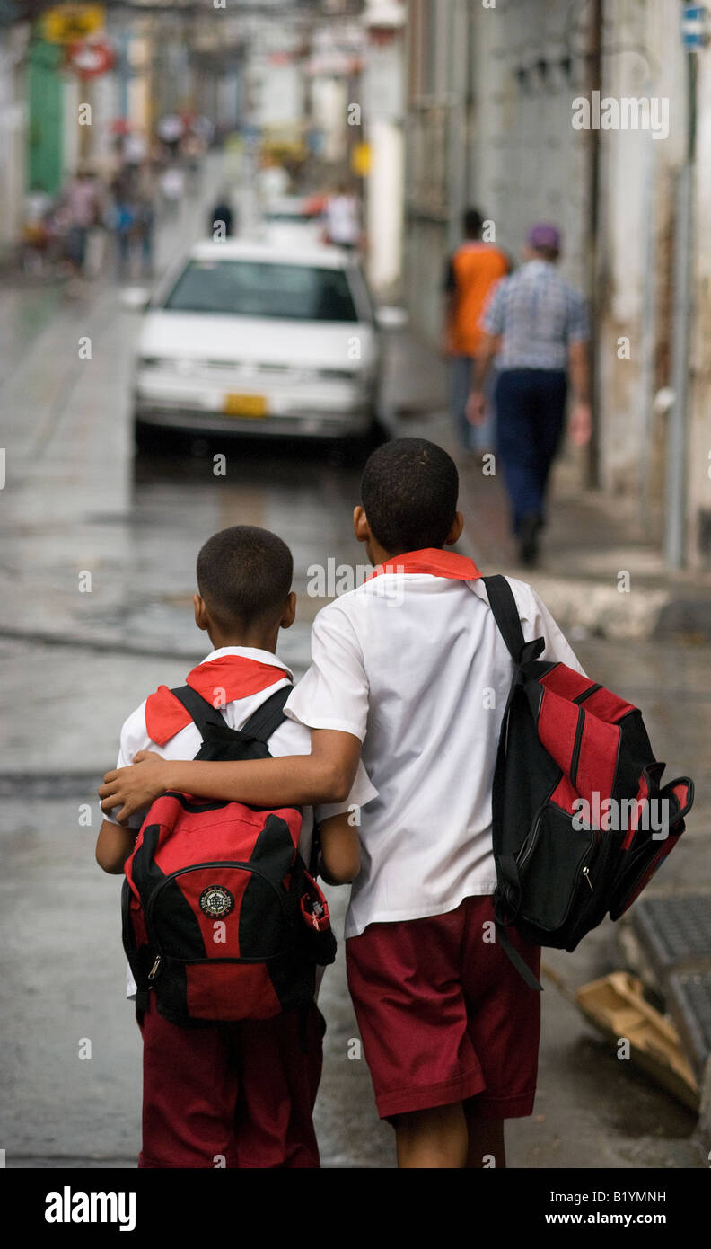 Brothers on the street in Santiago de Cuba Stock Photo