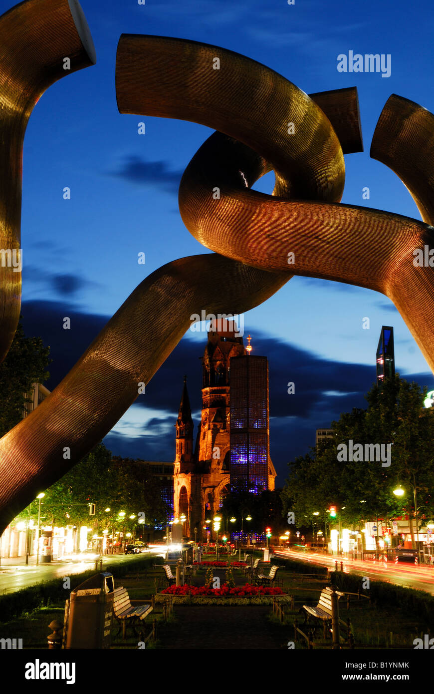 Kudamm and Kaiser-Wilhelm-Gedächtnis-Kirche in Berlin Stock Photo