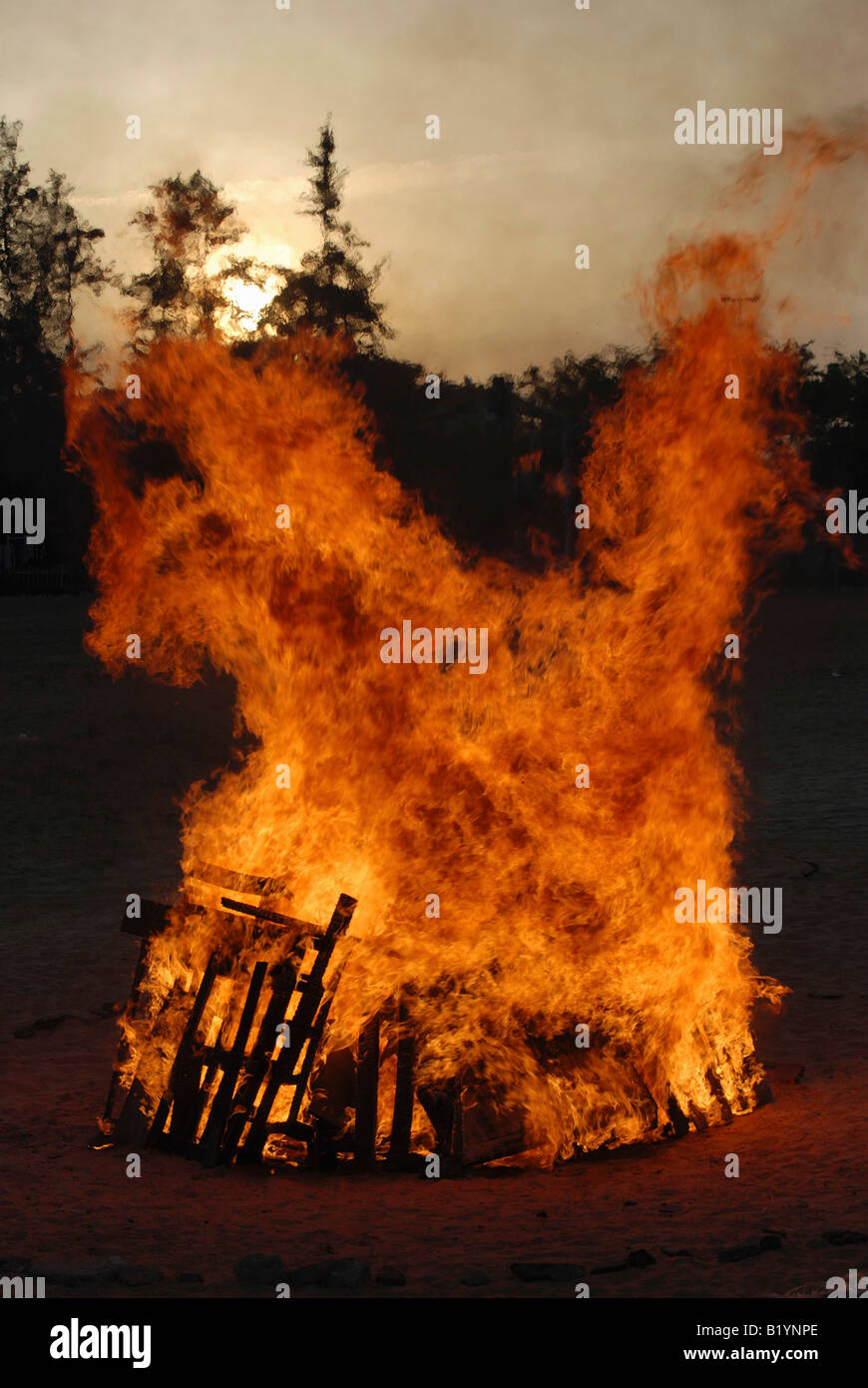 A burning bonfire Stock Photo