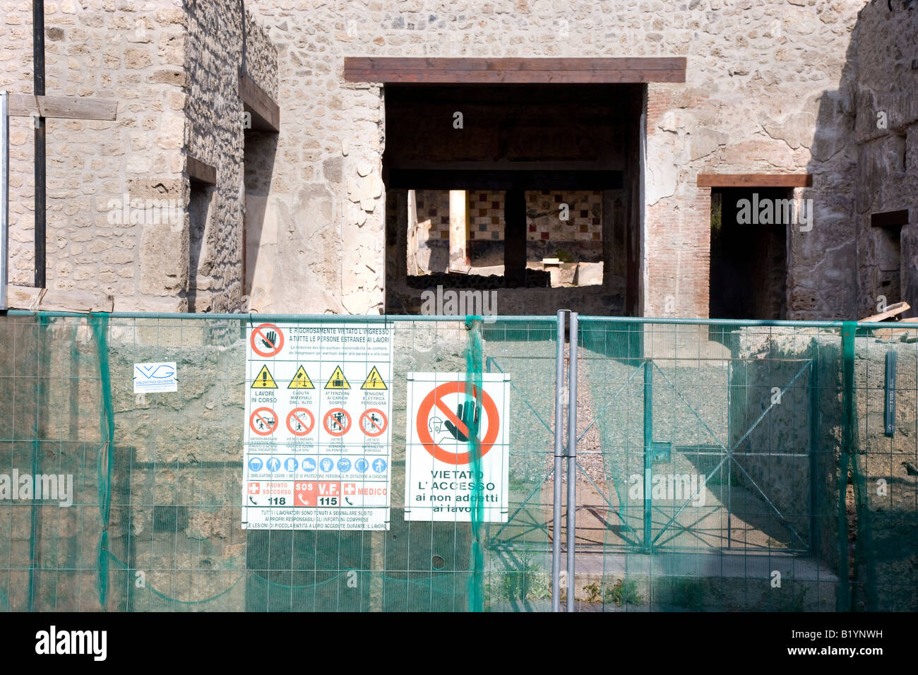 Excavation and renovation work Pompeii Campania Italy Stock Photo