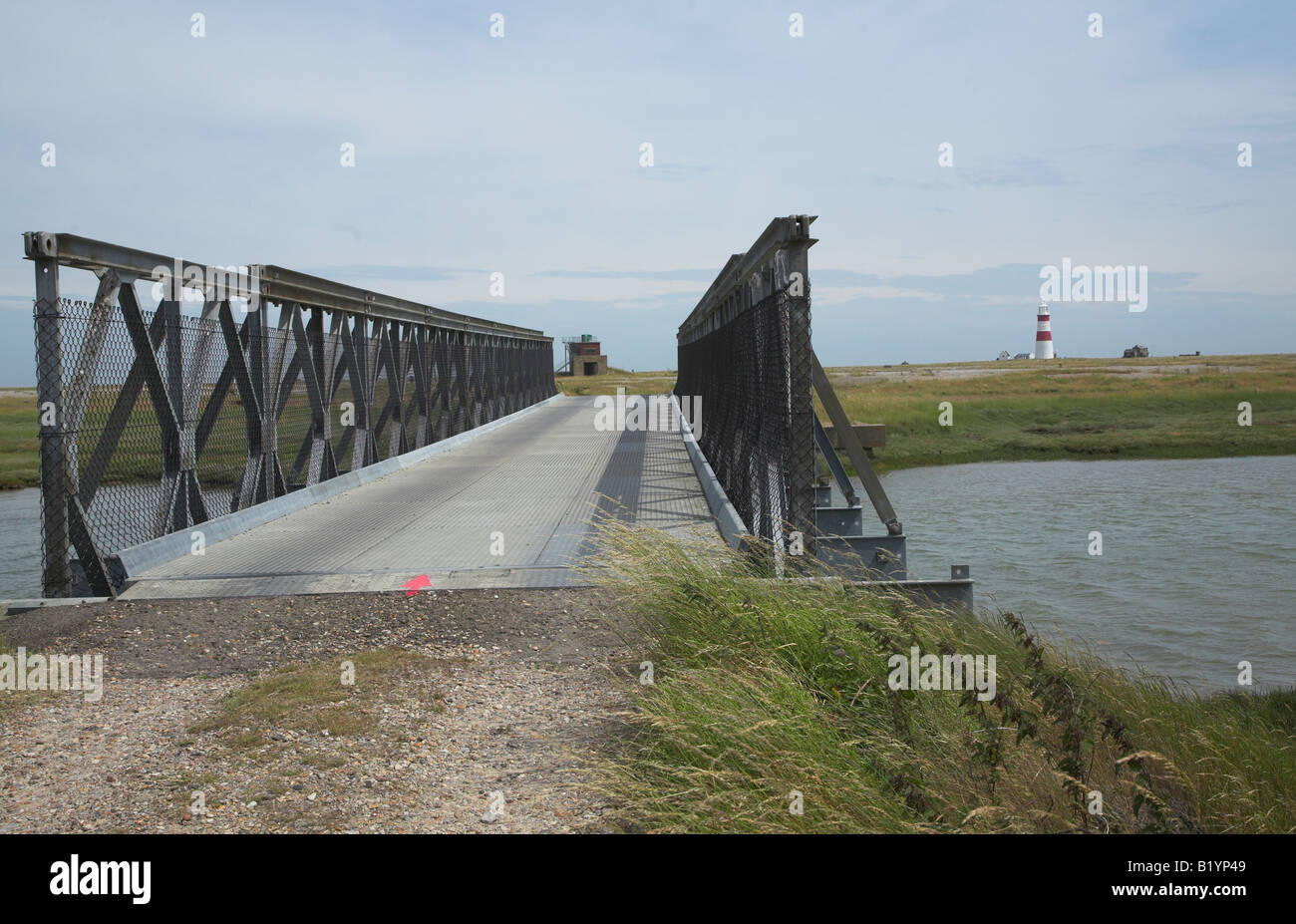 Bailey bridge over Stony Ditch, Orford Ness, Suffolk, Stock Photo