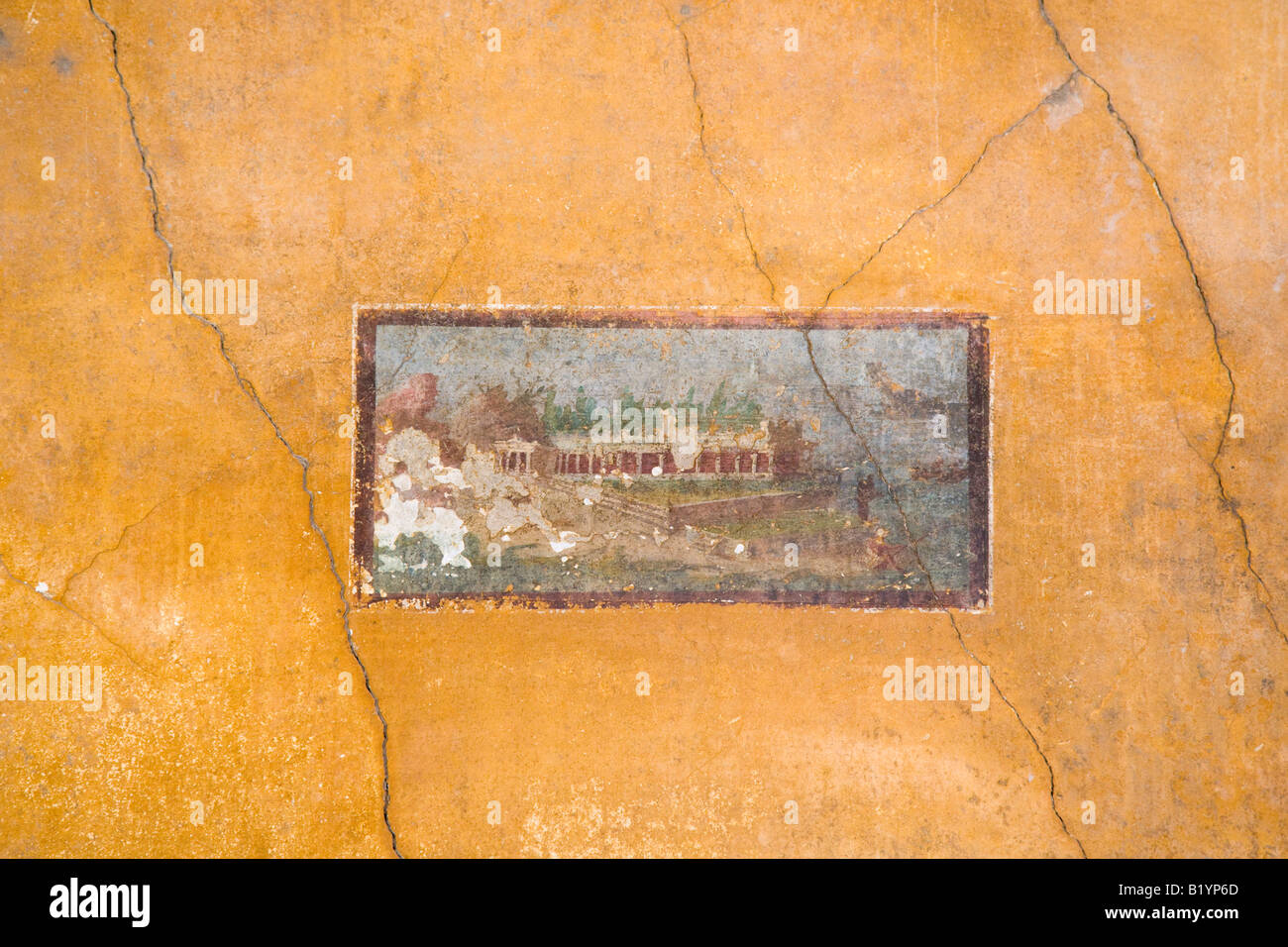 Fresco and decoration detail in houses  Pompeii Campania Italy Stock Photo