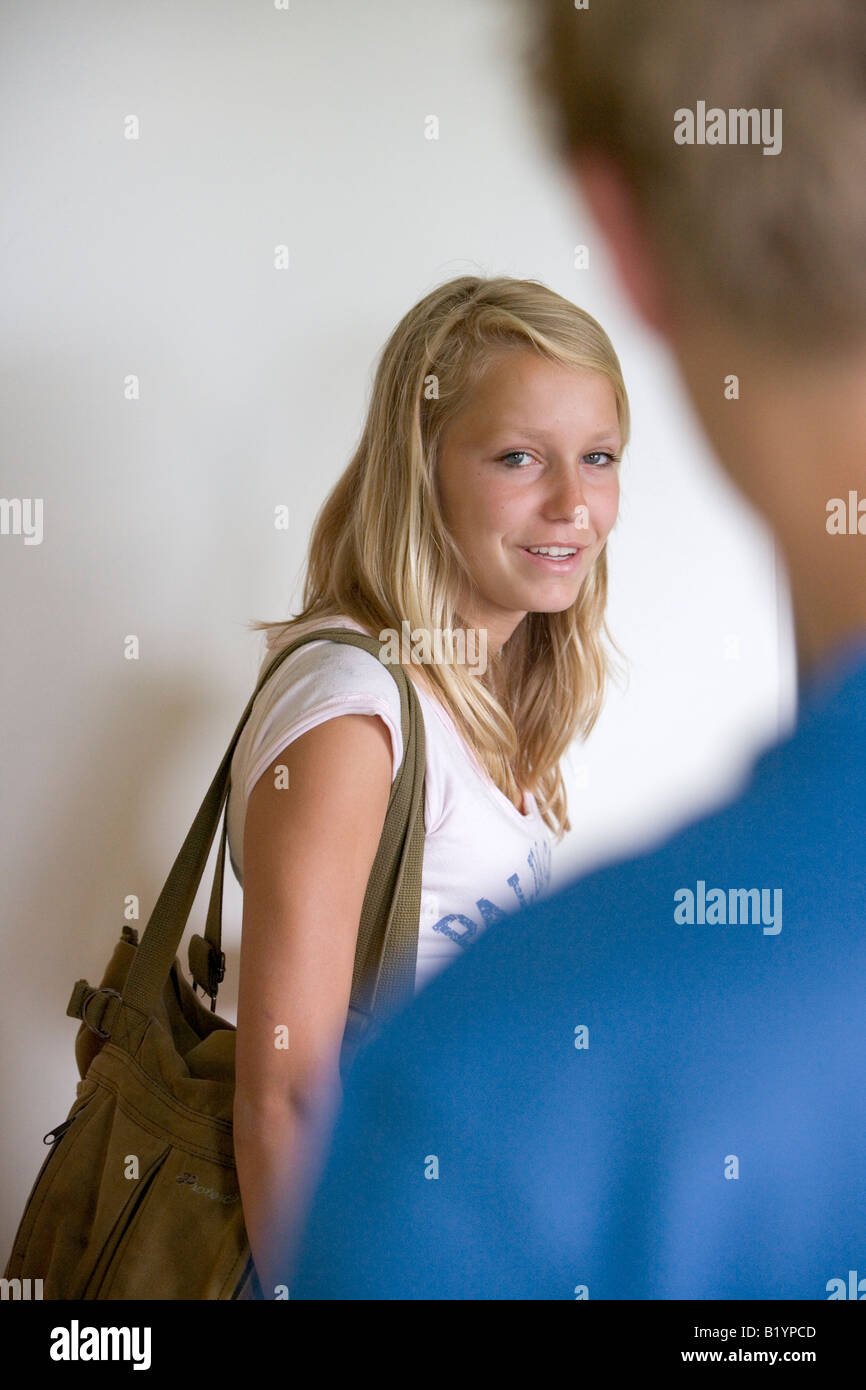Portrait of a smiling blond girl Stock Photo - Alamy