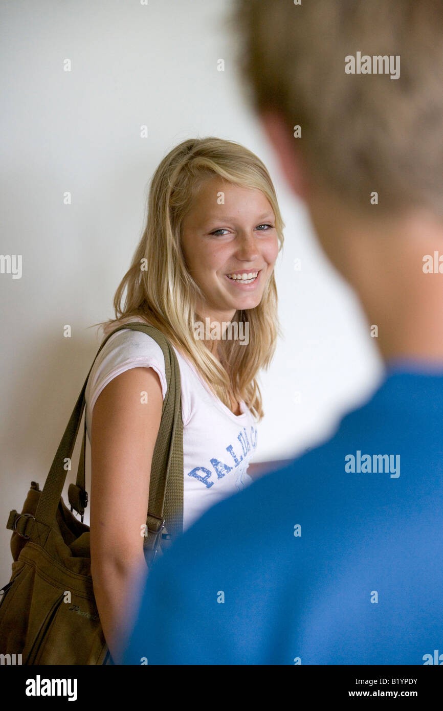 Portrait of a smiling blond girl Stock Photo - Alamy