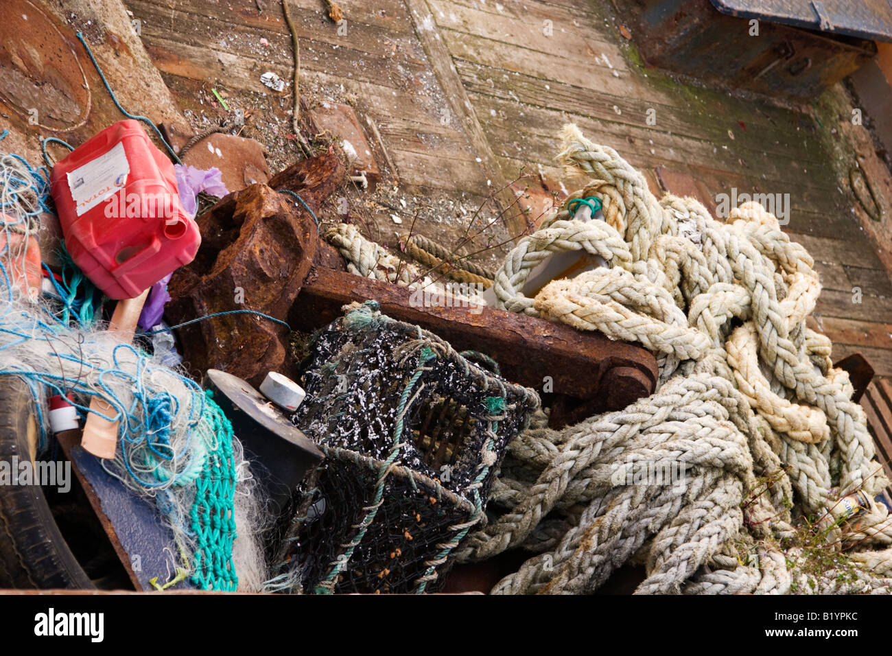 Junk on deck of boat Stock Photo Alamy