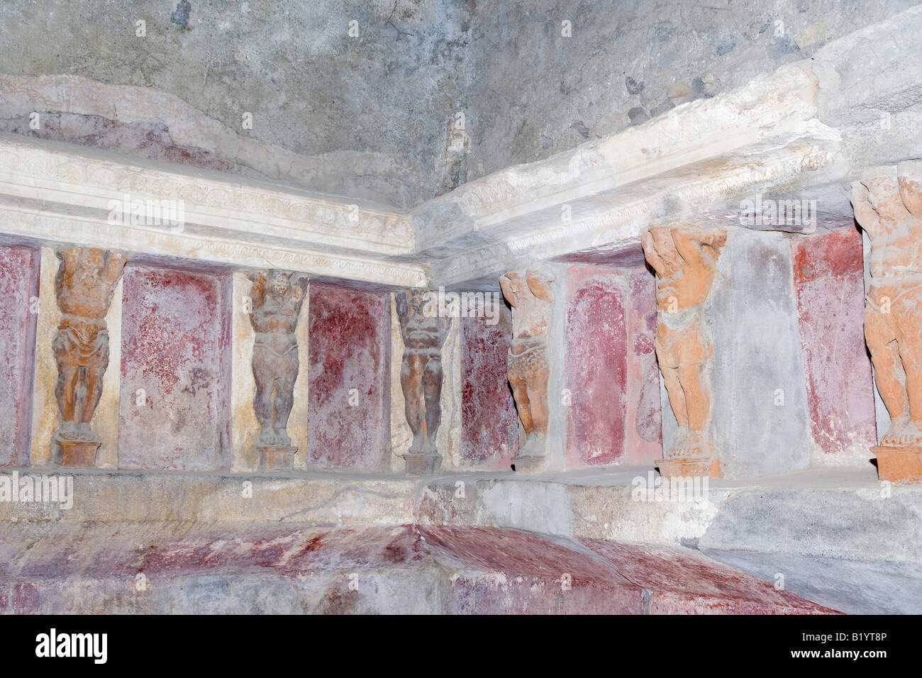 Fresco detail from the baths complex Pompeii Campania Italy Stock Photo