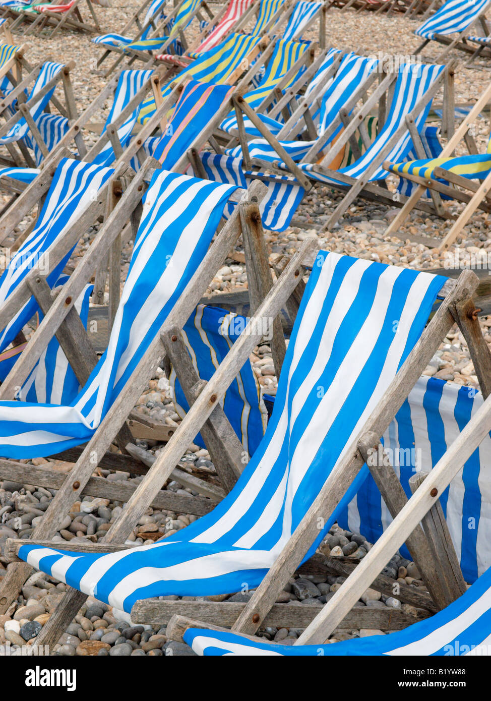 Deck chairs on beach Stock Photo Alamy