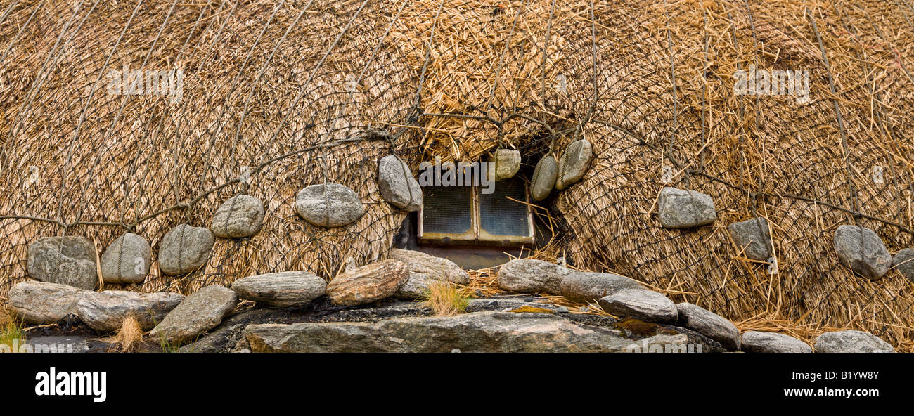 Close up of the thatched roof of a traditional crofter's house in Scotland Stock Photo