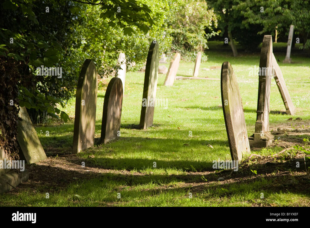Headstones in graveyard Stock Photo Alamy