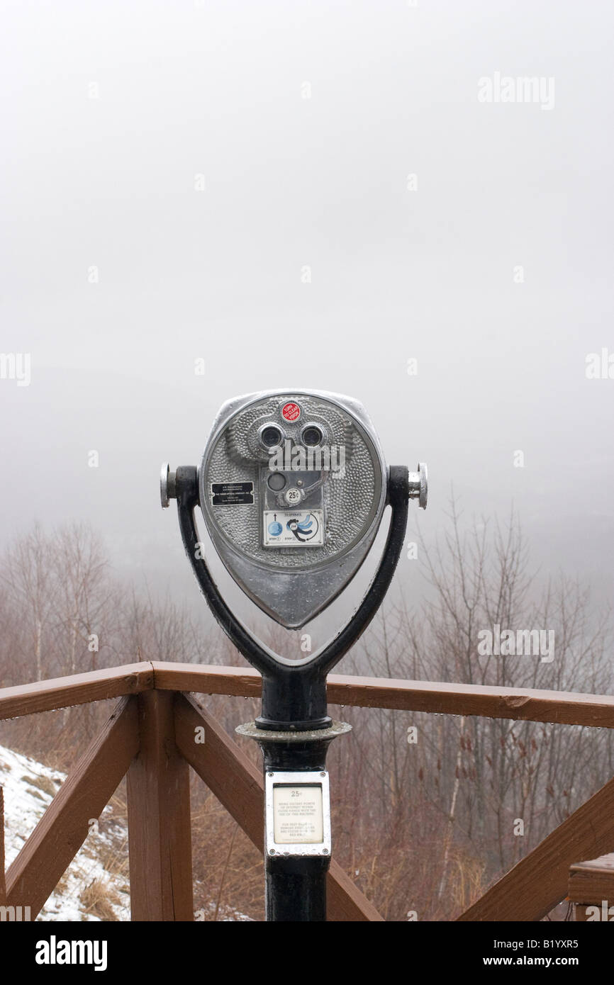 Coin Operated Binoculars Look Into The Winter Fog On The Hairpin