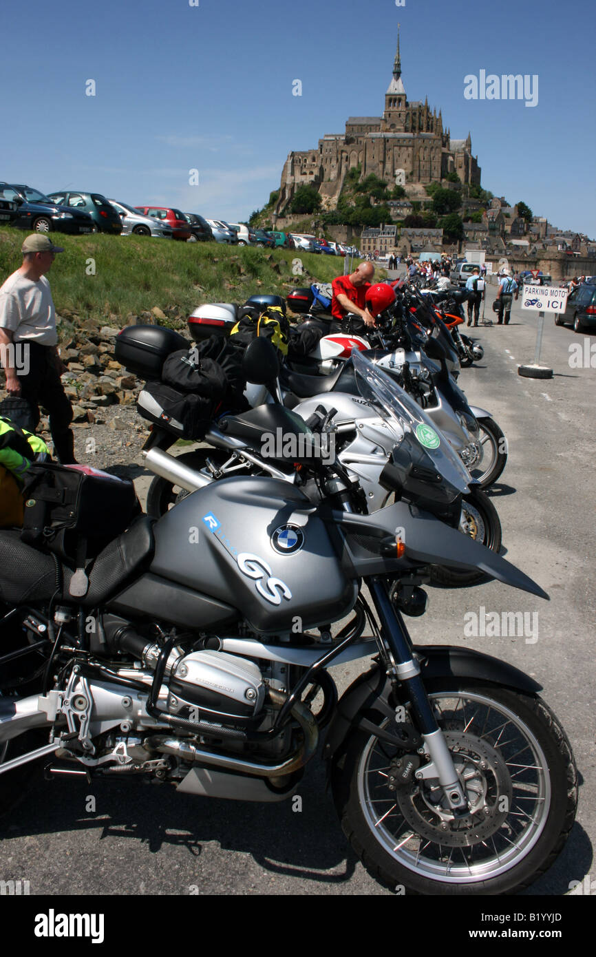 Motorcycles parked in front of Mont Saint-Michel, Normandy, France Stock  Photo - Alamy